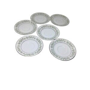 Noritake Savannah Fine China Saucers Japan 2031 White Floral Blue Lot 6